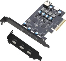 PCI-E to USB 3.2 Expansion Card ,3.2 gen2 10Gpbs 3X USB C, 1x USB A, 1x USB T...
