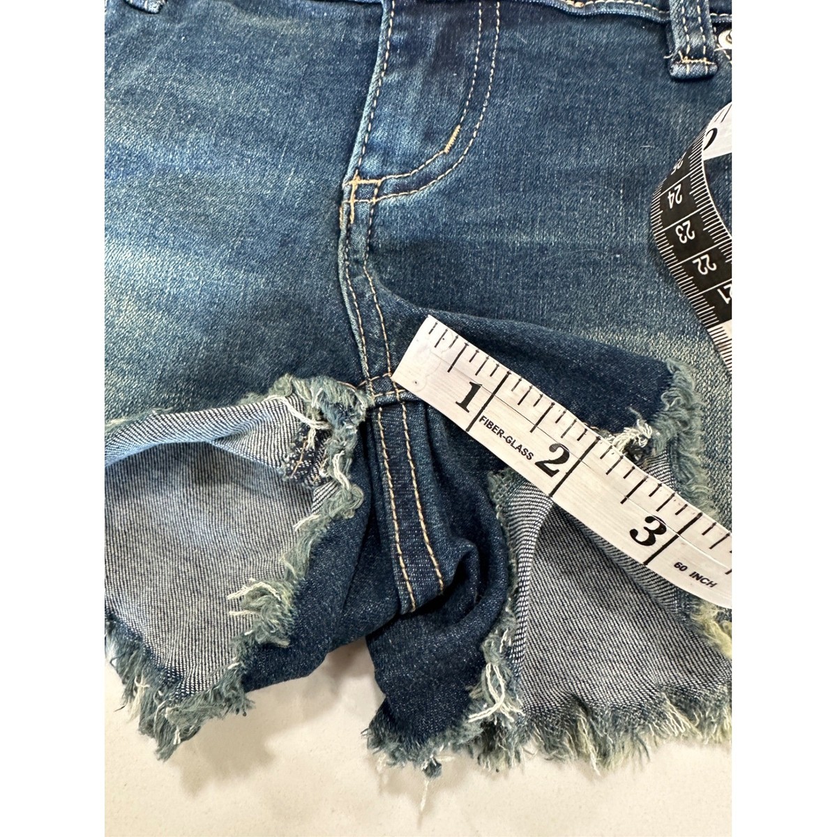 Distressed Denim Micro mini Shorts Dark Wash Frayed Hem Size 3/26