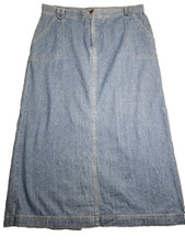 Vintage Crazy Horse Skirt 16 Denim Midi Blue Modest Straight Cottage Western
