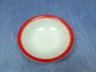 Vintage FireKing Ware Sunrise Bowl Red Trim Ivory Milk Glass 6" Anchor Hocking 1