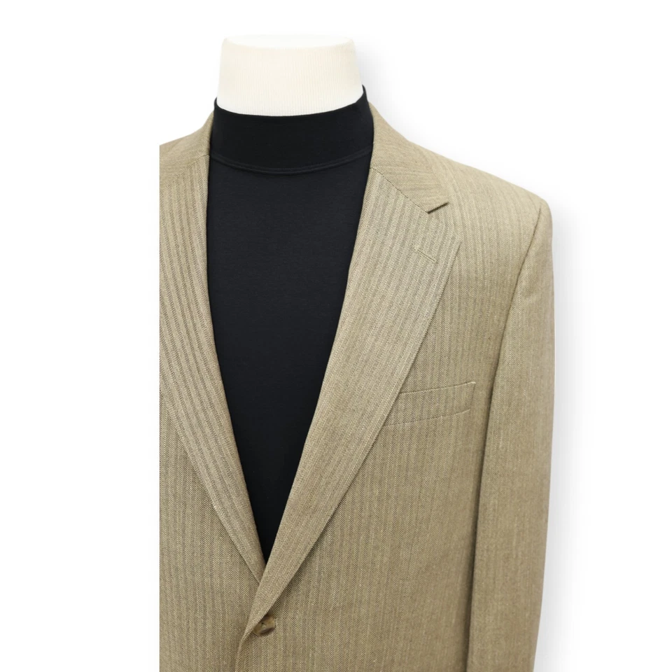 CLUB ROOM mens tan beige HERRINGBONE sport coat suit jacket blazer 42 L - Image 3 of 4