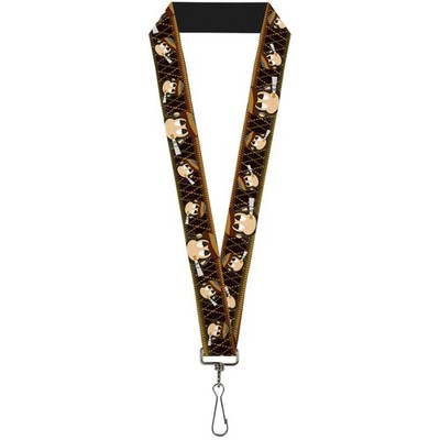 Buckle-Down Lanyard-1.0''-Multi Smoking Monkey Argyle Brown 22'' x 1'' Multicolor