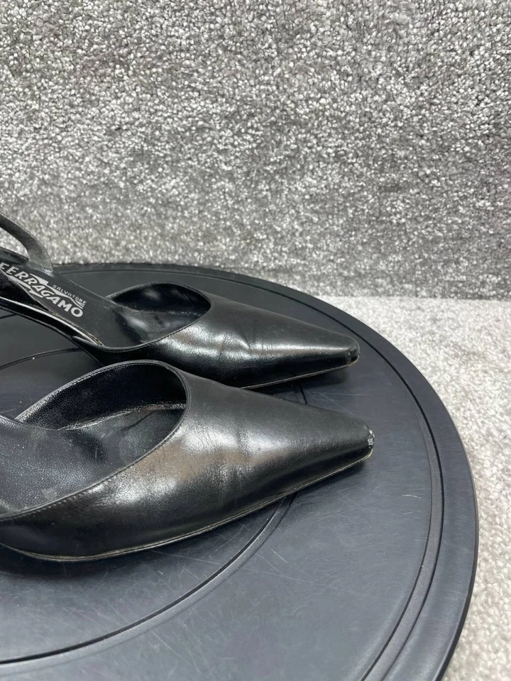 Salvatore Ferragamo Tacones Mujer Talla 8 C Cordones Cuero Negro Stiletto Foto 2 de 4
