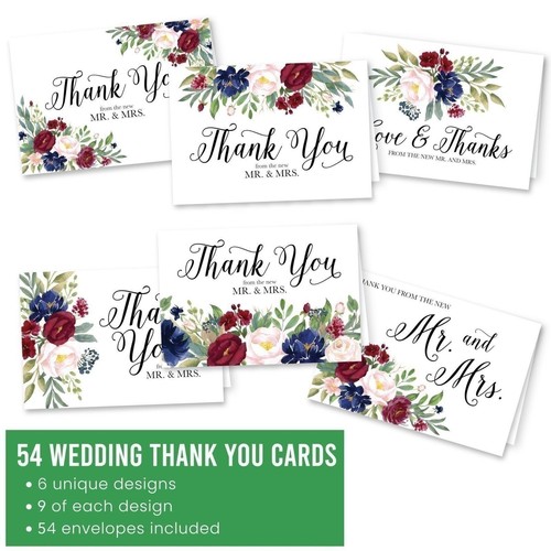 Hadley Designs Marine Blumen gefaltet Hochzeit Dankeskarten - Bild 3 von 9