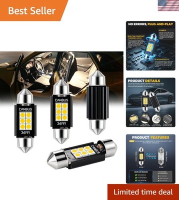 9-30V Warm White 36mm LED Festoon Bulbs for Dome & License Plate Lights - 4 Pack