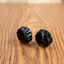 Vintage Radio Knobs Black 1940s-50s Bakelite 2pc  1/4" Opening w/ Set Screw