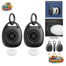 2-Pack Ultra-Compact Waterproof AirTag Keychain Holder - Black, Safe  Stylish