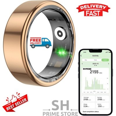 Smart Health Ring, Bluetooth Fitness Tracker Smart Ring met Stappenteller, Slaapgegevensbewaking, IP68 Waterdichte Smart Ring met Oplaadkabel, Wit. (9