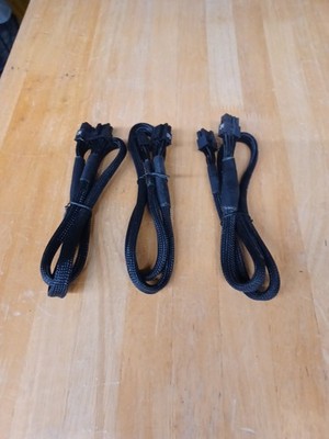  3 Cables 8-Pin to 8-Pin CPU Power Adapter Braided Cable 2ft Long