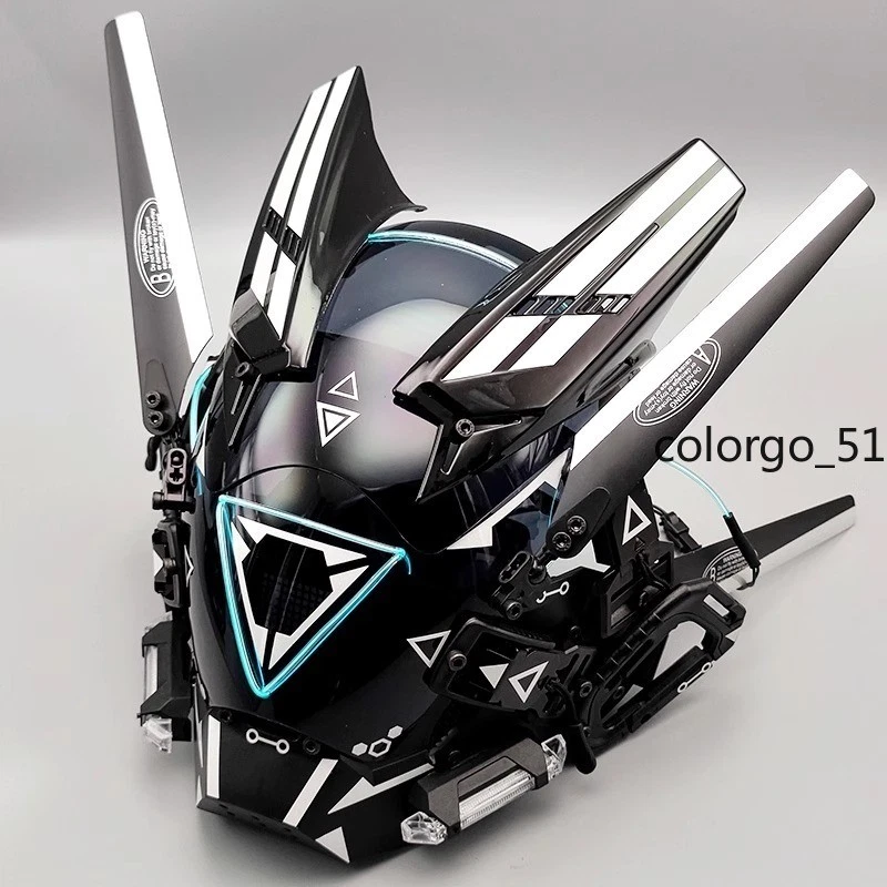 Cyberpunk Predator Helmet Cosplay Props LED Mask Man Headgear Tactics Halloween - Image 2 of 4