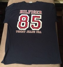 Vintage 90s Tommy Hilfiger Jeans 85 Logo Shirt L Rare Navy USA Flag