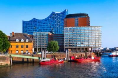 Wandbild: City of Warehouses or Speicherstadt district and [...]