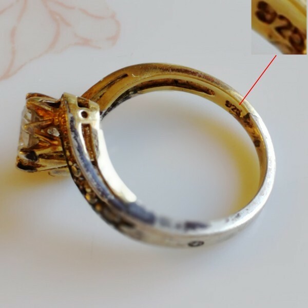 Bague En Argent Massif 925 Avec Zircon - Taille 52 - Occasion