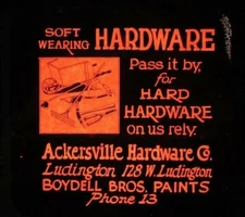 VTG Magic Glass Slide Movie Theatre Advertisement Ludington MI Hardware Store