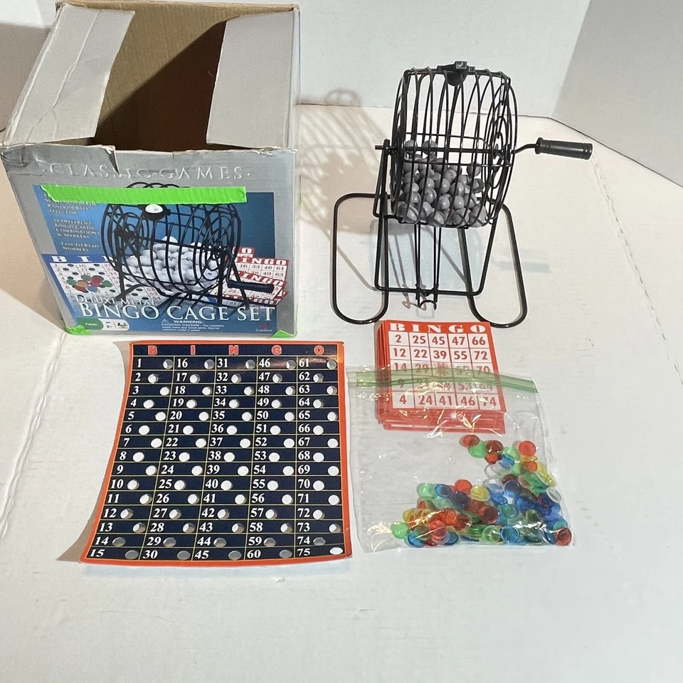 Juego de Bingo Cardinal Classics Deluxe Jaula de Metal Bolas Numeradas Tarjetas Foto 3 de 4