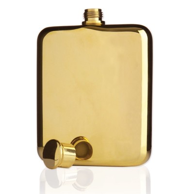 Viski Belmont 14k Gold Plated Flask 6 oz Premium Quality Liquor Container