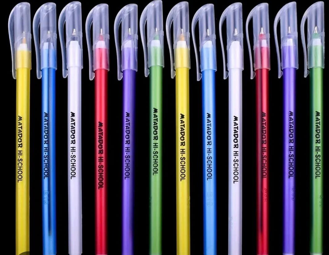MATADOR HI-SCHOOL BALLPOINT GEL  black  INK  12 PENS 