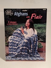 Afghans with Flair Crochet 1219 American School Needlework 6 patterns VTG 90s