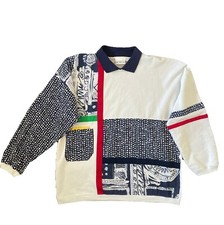 Vintage MARCIA Polo Long Sleeve Shirt Colorblock 90s Y2k Made in USA Size M