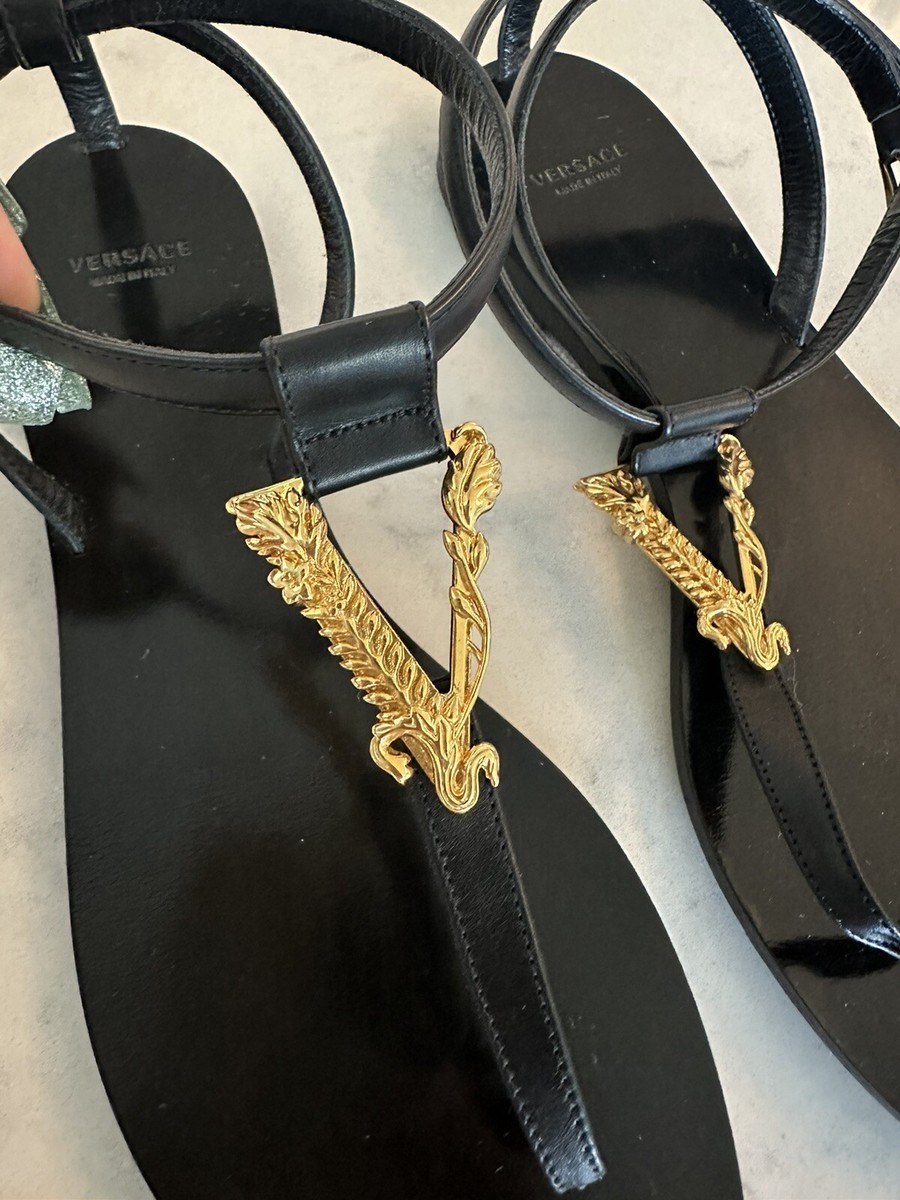 Versace Virtus Flat Sandals Women | eBay