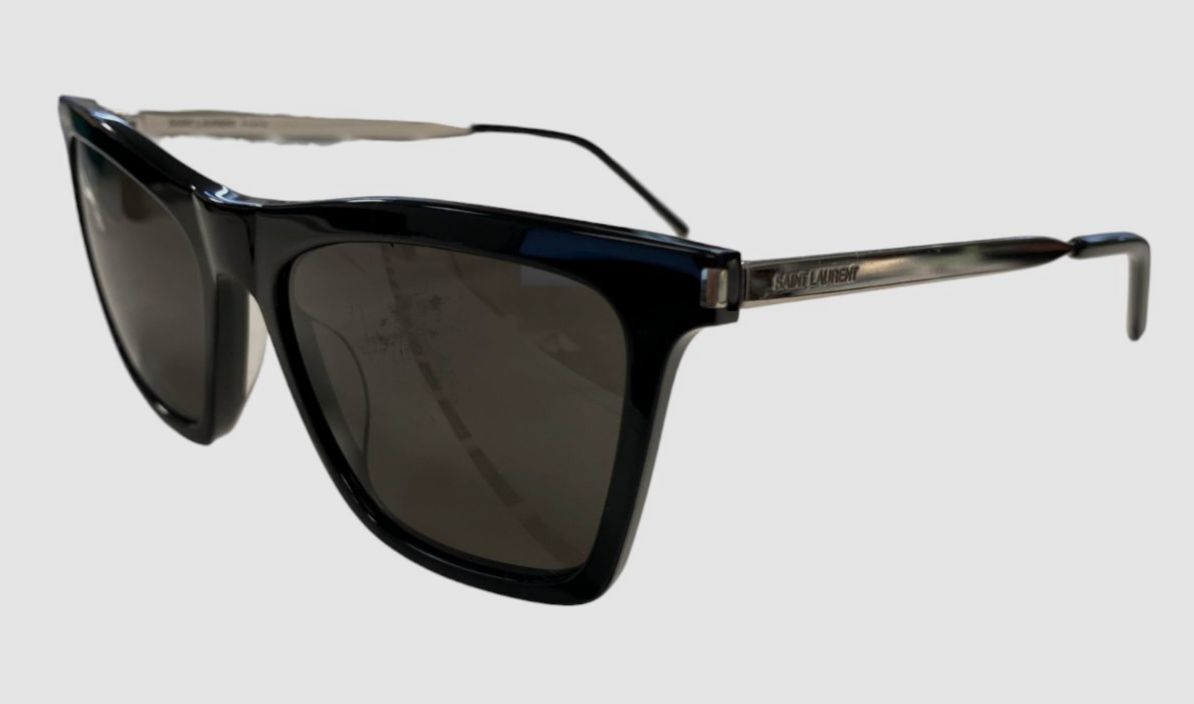 Occhiali da sole donna Saint Laurent neri rettangolari tonalità $460 misura 55 18 145