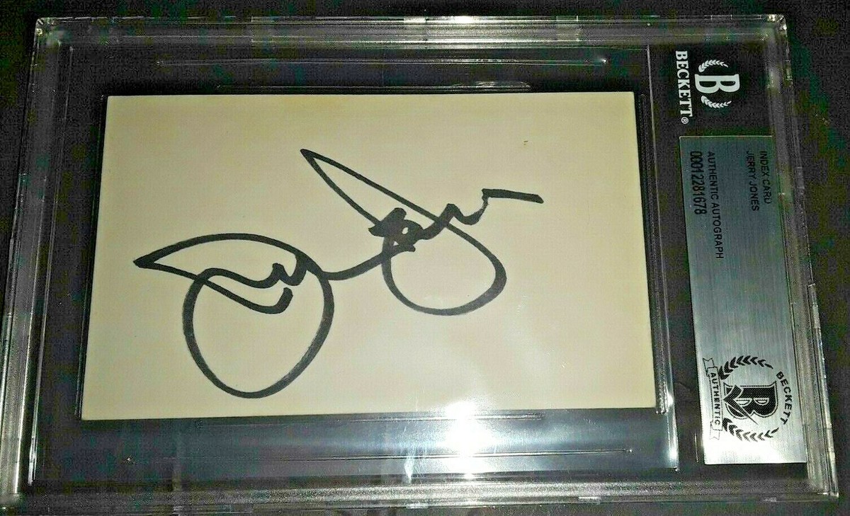 JERRY JONES DALLAS COWBOYS OWNER SIGNED AUTOGRAPH BECKETT BAS SLAB