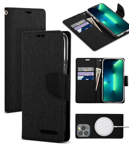 For iPhone 14 13 12 11 Pro Max XS XR 7 8 Plus Card Wallet Denim Cover Flip Case - Picture 8 of 15