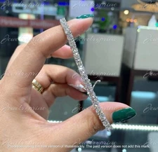 10Ct Lab-Created Diamond Round Cut Tennis Bracelet 14k White Gold Plated Silver