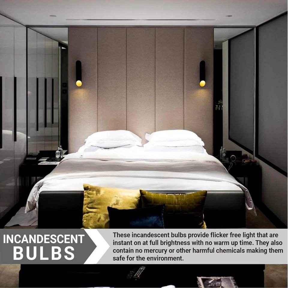 6Pack Tubular Light Bulbs, Clear T6.5, 40W, 2600K, 290LM, E17, 120V - Image 3 of 4