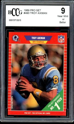 Troy Aikman Rookie Card 1989 Pro Set #490 BGS BCCG 9 | eBay