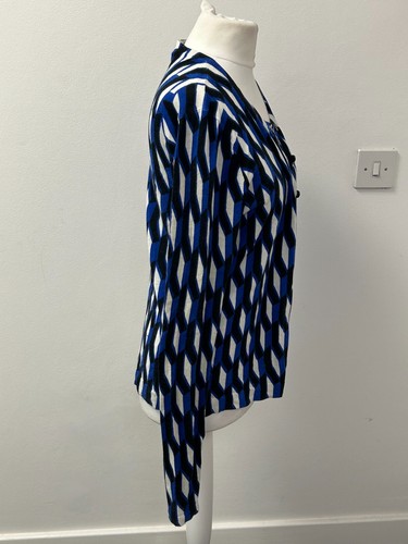 Diane Von Furstenberg Cardigan Geometric Print Fine Knit Size M 8 10 - Picture 3 of 5