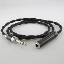 Black Audio Extension Cable Silver Plated 6.35mm 1/4" Stereo TRS Male to Female