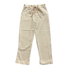 URBAN OUTFITTERS COTTON STRIPED, drawstring high waist straight pants sz small