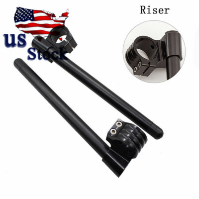 CNC 7/8'' Clip On Handle bars 52mm Riser For Yamaha FZR1000 1991-1994 1995 Black