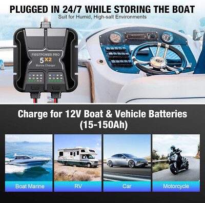 Marine Battery Charger 5X1: 1-Bank, 5A Onboard