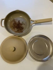 Our Place Always Pan 10.5" Ceramic With Lid & Steamer Basket Beige See Condition