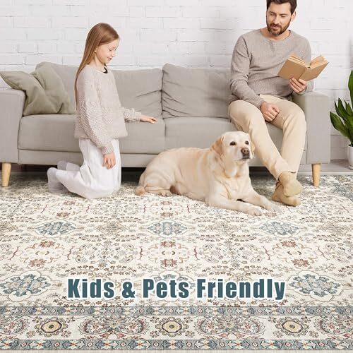9x12 Area Rugs for Living Room: Vintage Boho Floral Print 9' x 12' Multi Color - Picture 5 of 6