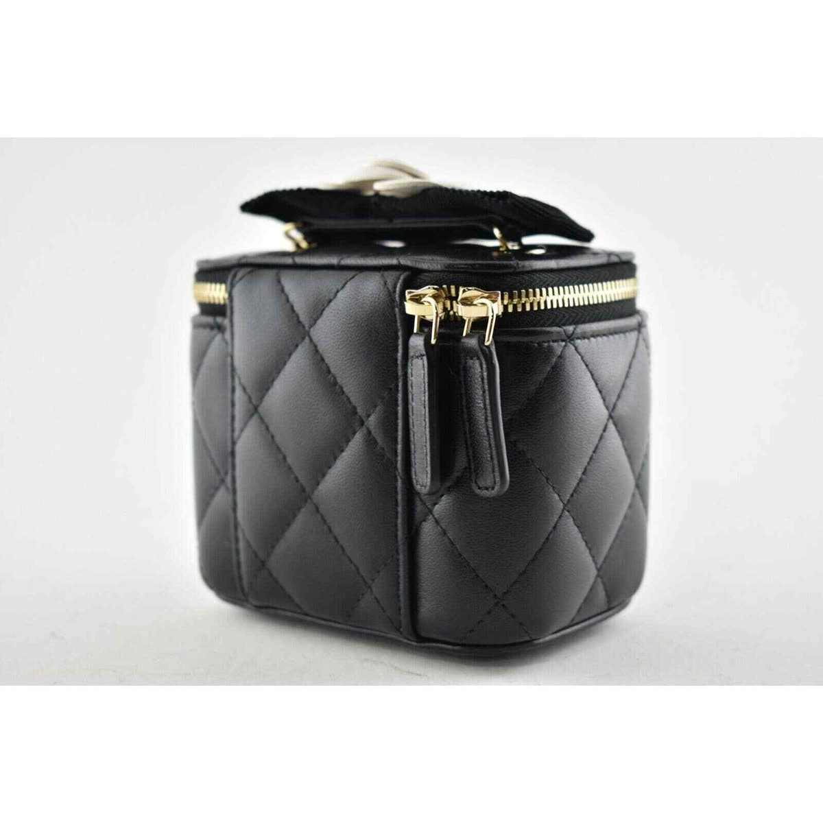 Chanel 21S Mini Black Vanity Camellia Classic Chain Gold Shoulder