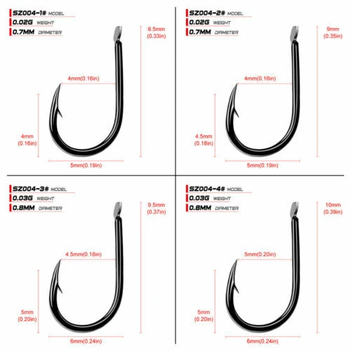 200pcs Soft Insect Hook Jig Fishing Single Hooks Black HIgh Carbon Steel Fishook - Image 4 of 4