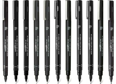 Uni PIN Fine Line Drawing Pen Black Ink 0.03mm - 1.2mm - All Line Widths
