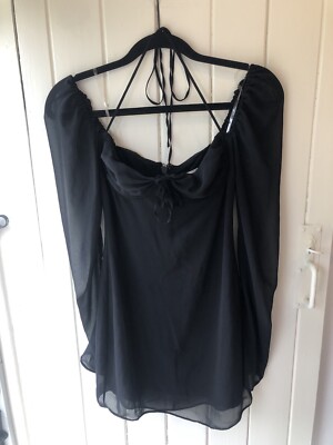 sachin and babi light blue dress House Of CB Black Chiffon Halter Mini Dress Size XS Regular Cup Size Never  Worn