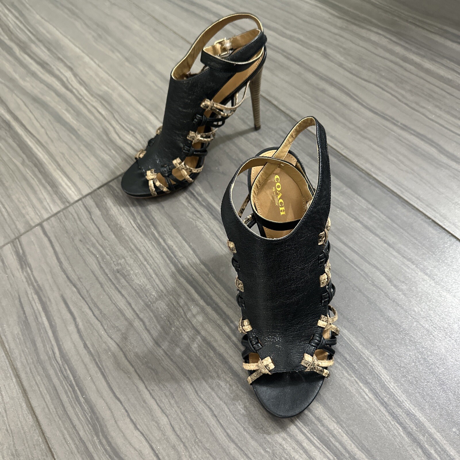 Coach Jody Python Print Ankle Stiletto Strappy Sh… - image 1