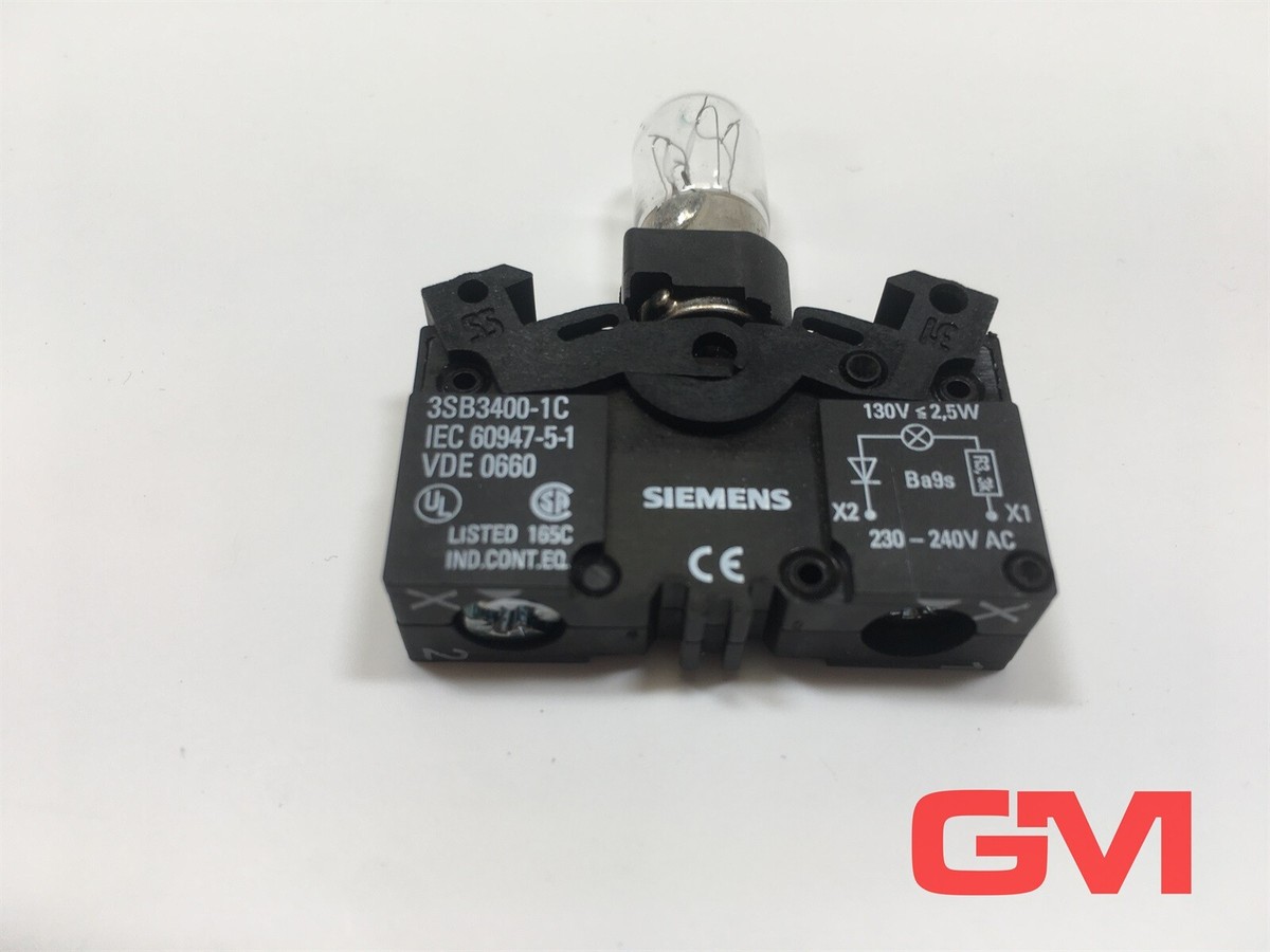Siemens 3SB3400-1A Lampenfassung mit Lampenbirne IEC 60947-5-1 VDE 0660
