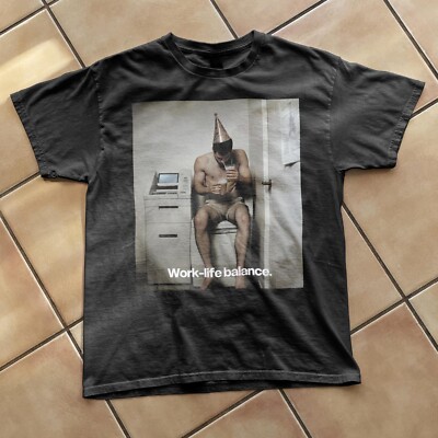 Work-life balance Funny Print Ad from the 2000s - nostalgic thrifted tee vibes