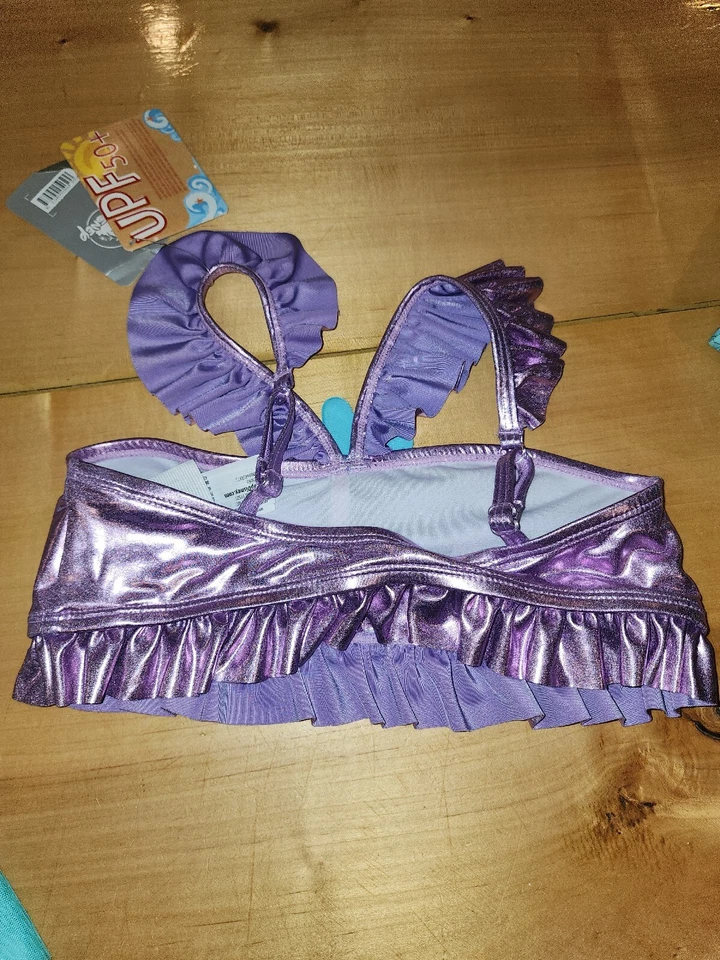 Nuevo con etiquetas Conjunto de traje de baño de lujo para niñas L *Talla 9/10* Disney Ariel bikini Sirenita Foto 4 de 4