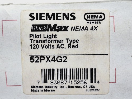 SIEMENS BLACKMAX 52PX4G2 RED PILOT LIGHT 120V NEMA 4X - Picture 3 of 8