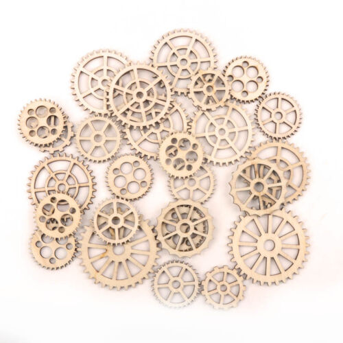 20 or 32 Mixed Cogs Gears Wheels, Steampunk Wooden Mixed Media Craft Art Grunge - Picture 1 of 21