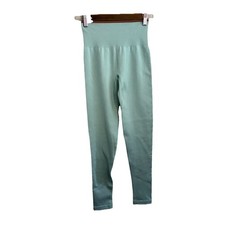 Outdoor Voices Women  s Seamless Rib 7/8 Leggings Sz XS Storm Sage Green Pull-On