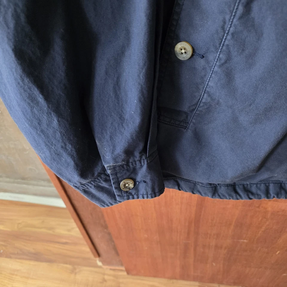 Eddie Bauer Men's LG 1/4 Zip Navy Blue 100% Cotton Pullover Hoodie Non Stretch - Image 3 of 4