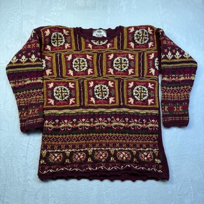 VTG Tiara International Floral Sweater Size Small Textured 3D Knit See Pics